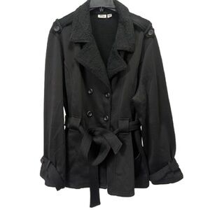 Sebby Collection Black Faux Fur Belted Coat Women’s Size 26/28W